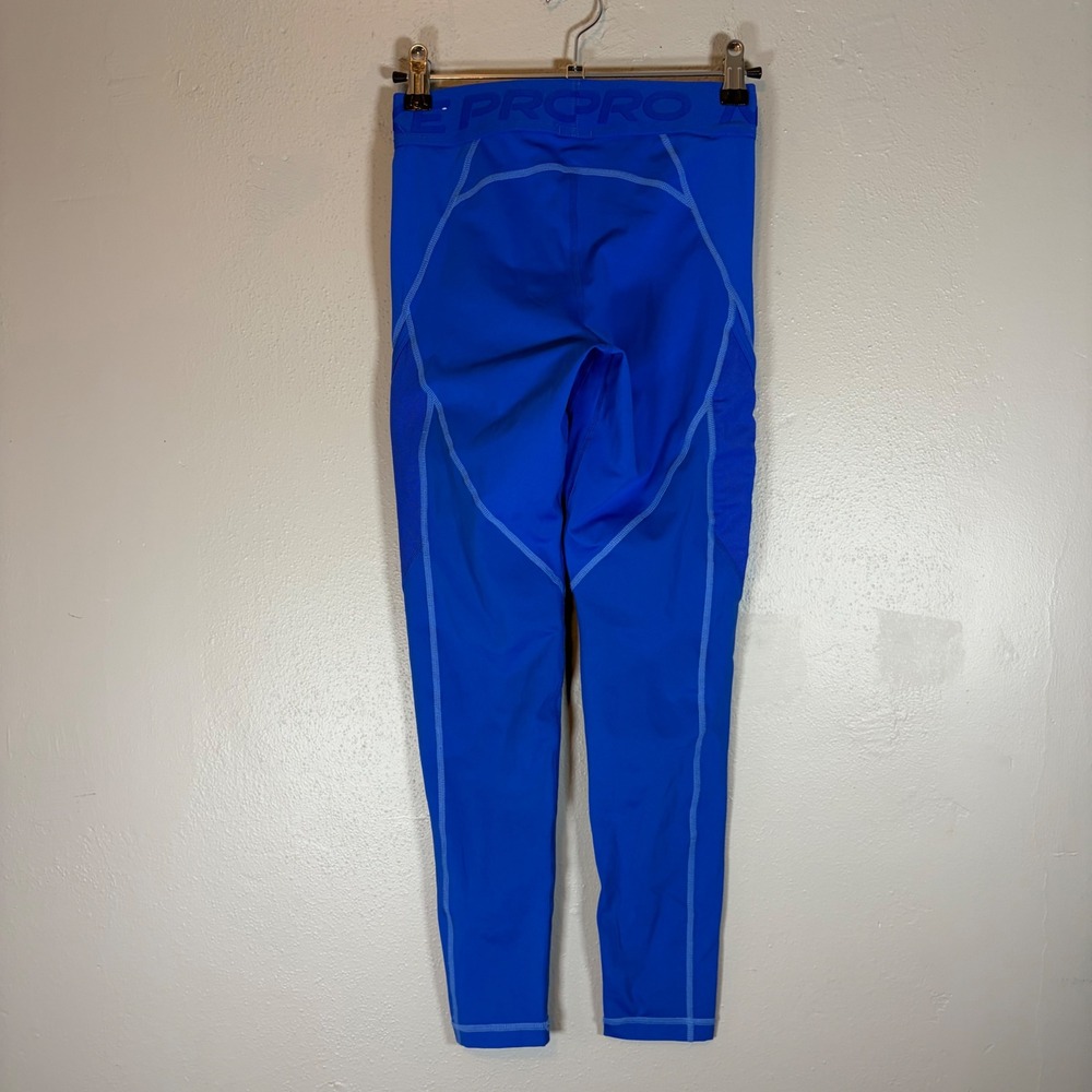 Nike Pro Dri-FIT Womens Royal Blue Mesh Panel Athletic Leggings XS Tights - Picture 2 of 7